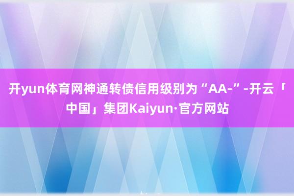 开yun体育网神通转债信用级别为“AA-”-开云「中国」集团Kaiyun·官方网站