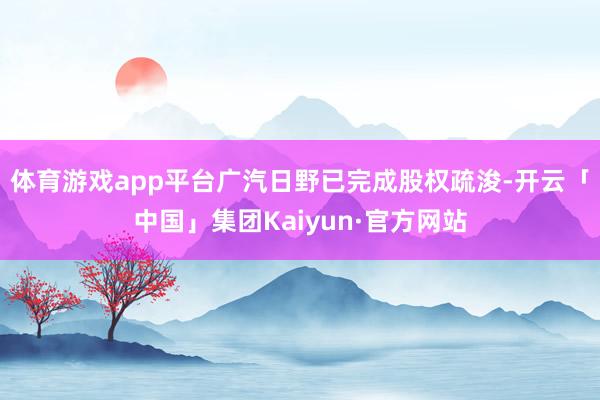 体育游戏app平台广汽日野已完成股权疏浚-开云「中国」集团Kaiyun·官方网站