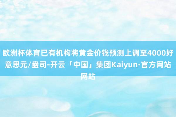 欧洲杯体育已有机构将黄金价钱预测上调至4000好意思元/盎司-开云「中国」集团Kaiyun·官方网站