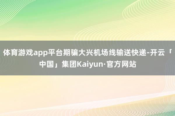体育游戏app平台期骗大兴机场线输送快递-开云「中国」集团Kaiyun·官方网站