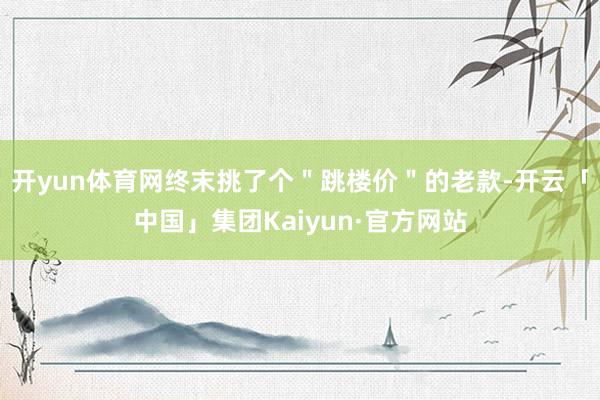 开yun体育网终末挑了个＂跳楼价＂的老款-开云「中国」集团Kaiyun·官方网站