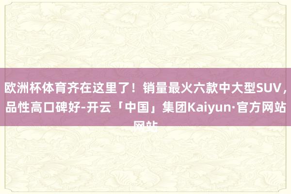 欧洲杯体育齐在这里了！销量最火六款中大型SUV，品性高口碑好-开云「中国」集团Kaiyun·官方网站