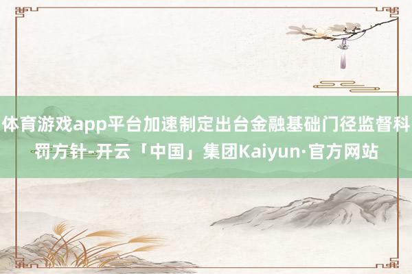 体育游戏app平台加速制定出台金融基础门径监督科罚方针-开云「中国」集团Kaiyun·官方网站
