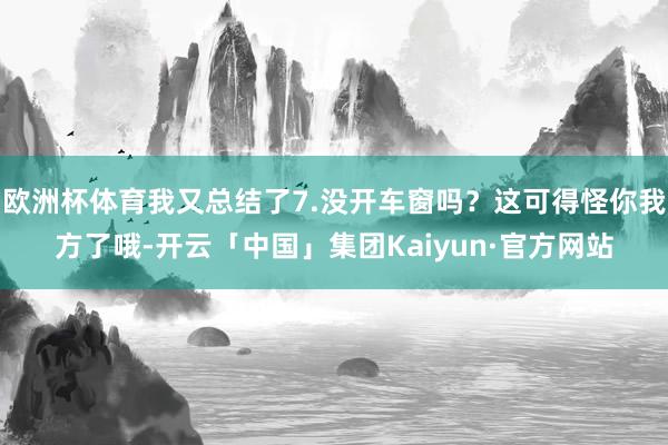 欧洲杯体育我又总结了7.没开车窗吗?这可得怪你我方了哦-开云「中国」集团Kaiyun·官方网站