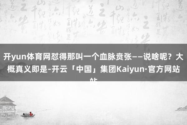 开yun体育网怼得那叫一个血脉贲张——说啥呢?大概真义即是-开云「中国」集团Kaiyun·官方网站