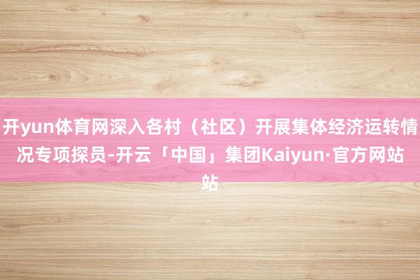 开yun体育网深入各村（社区）开展集体经济运转情况专项探员-开云「中国」集团Kaiyun·官方网站